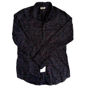 NWT Open Edit Long-Sleeve Button Down Shirt Size Large All‎ Over Print